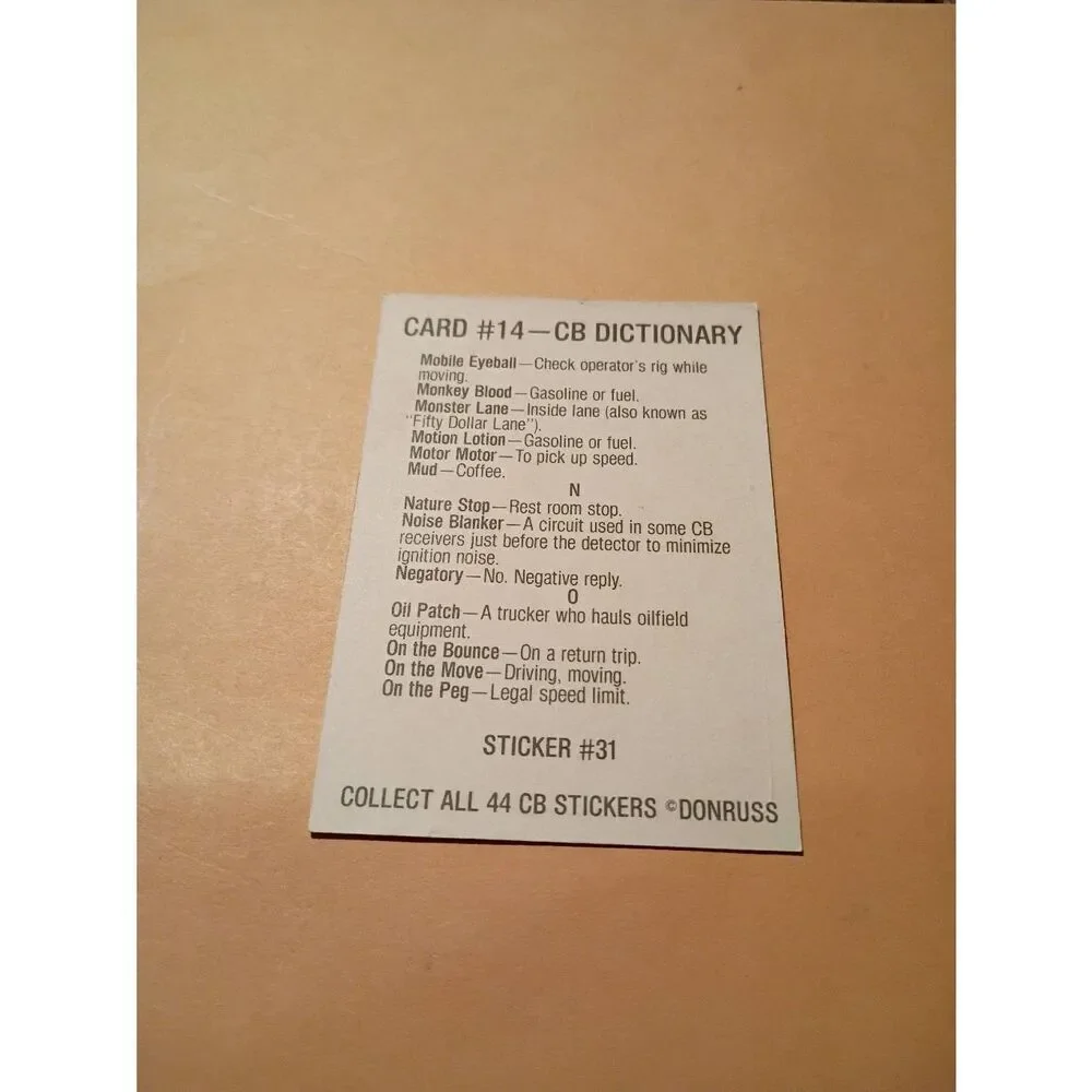 Vintage 1978 Donruss CB Convoy Sticker Trading Card CB Feeding the Bears
